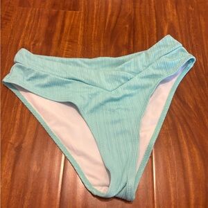 Women’s Light Aqua Crossover High waisted Bikini Bottom